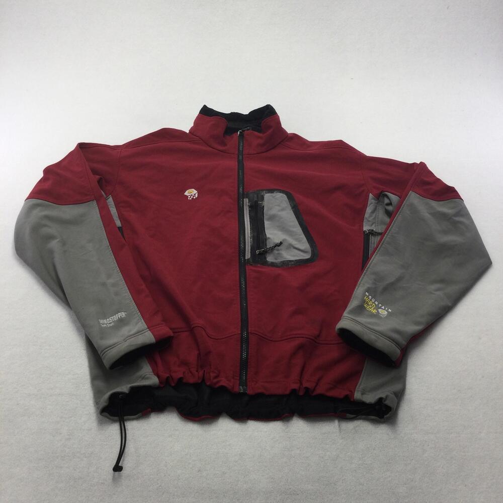 Mountain Hardwear Jacket Mens 2XL Red Gray Windstopper Soft Shell Hiking Outdoor